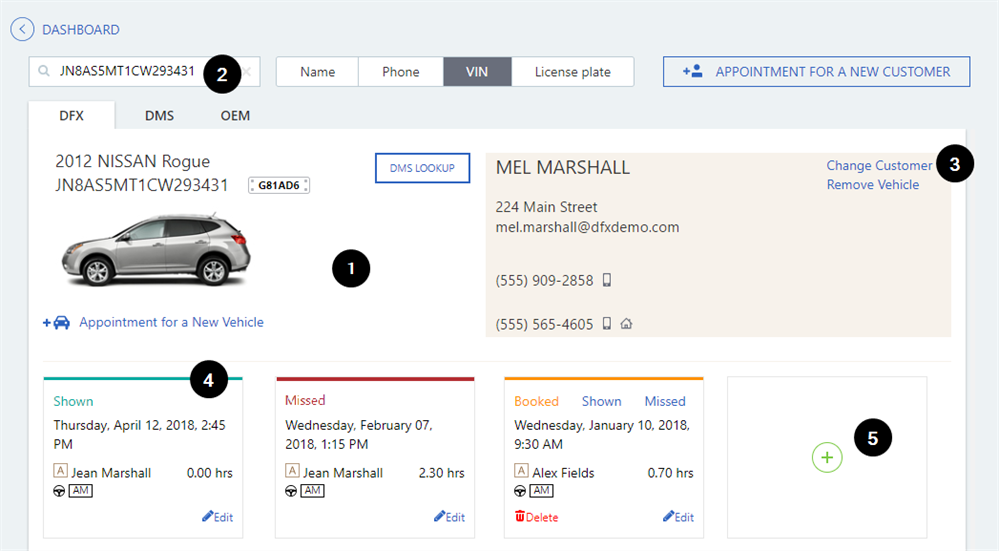 Find the customer/vehicle